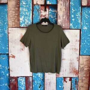 Women's Mikarose Top T-Shirt Short Sleeve Boat Neck Casual MEDIUM Olive